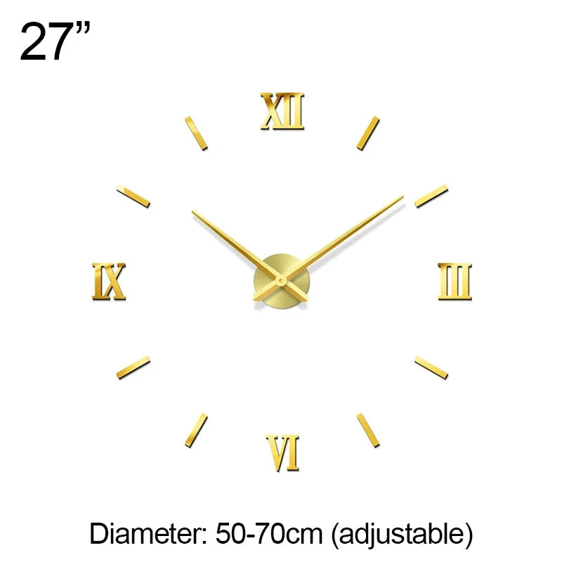 Vægur Guld Moderne 3D Romerske Tal 50-70cm 